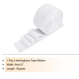 PATIKIL Cotton Twill Tape 2 Inch 10 Yards Cotton Ribbon Bias Binding Tape Herringbone Webbing Trim for Sewing Gift Wrapping Craft DIY White