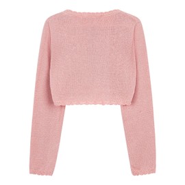 BlackButterfly Girls Long Sleeve Sparkle Cardigan Childrens Kids Bolero Shrug (Baby Pink, 9-10 Years)