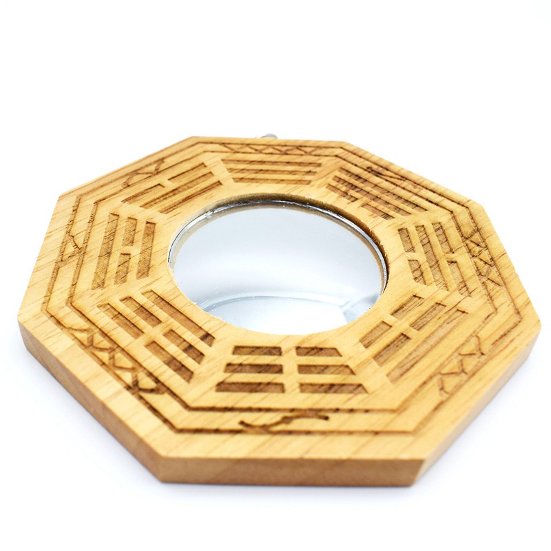 better us Feng Shui Wood Chinese Bagua Mirror 4 Inch