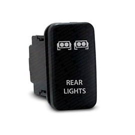 CH4X4 Push Switch for Toyota Tacoma, FJ Cruiser, Land Cruiser, Fortuner, Hilux, 4Runner, Prado 12V 3Amp - Rear Lights Symbol - White LED