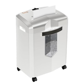 Bonsaii C266-B Micro Cut Shredder, Easy-Carry Handle, 12-Sheet, P-4 Security, 60 Min Continuous, CD/Credit Card, Jam-Proof, 4.2 Gal Bin, Ideal for Home Office Use, White/Gray