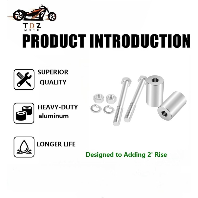 TDZ 2'' Inch Rise Handlebar Risers Extension For Harley 1-1/4''