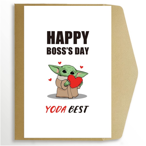 Cute Yoda Best Card for Boss, Yoda Best Boss Pun Card, Happy Boss’s Day Card from Employee