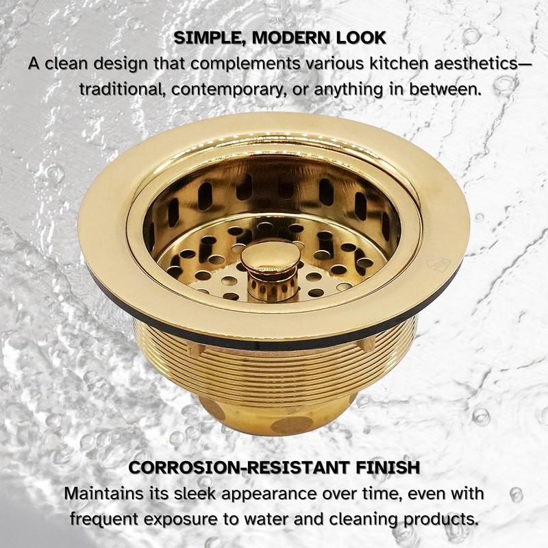 Westbrass R214-01 3-1/2-Inch Large Post Style Kitchen Sink Basket Strainer,