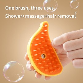 Steamy Cat Brush, 3-in-1 Self-Cleaning Steam Brush, Cat Steamer Brush for Massage, Cat Hair Brush for Tangled and Loose Hair (Yellow)