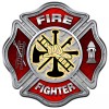 StickerSector REFLECTIVE Firefighter Diamond Plate Maltese Cross Sticker FS2027-REF