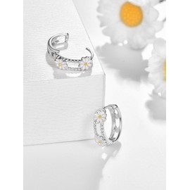 Dreamboat Daisy Hoop Earrings 925 Sterling Silver Daisys Huggie Earring Daisies Jewelry Gifts for Women