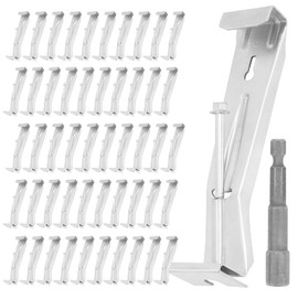 G Good Gain Gutter Hangers 5 Inch - Gutter Brackets with Bonus Drill Bit & Clip, Hidden Gutter Hangers 5 Inch K Style with Pre-Assembled Screw, for Repairing Sagging Rain Gutters - 50 Pack