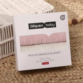 GLLQUEN BABY Baby Blankets for Newborn Soft 2 Pack, Muslin Cotton Baby Boy or Girl Blanket 95x100cm, Swaddle Blanket for Newborn, Shower Gifts for New Moms（Peach）