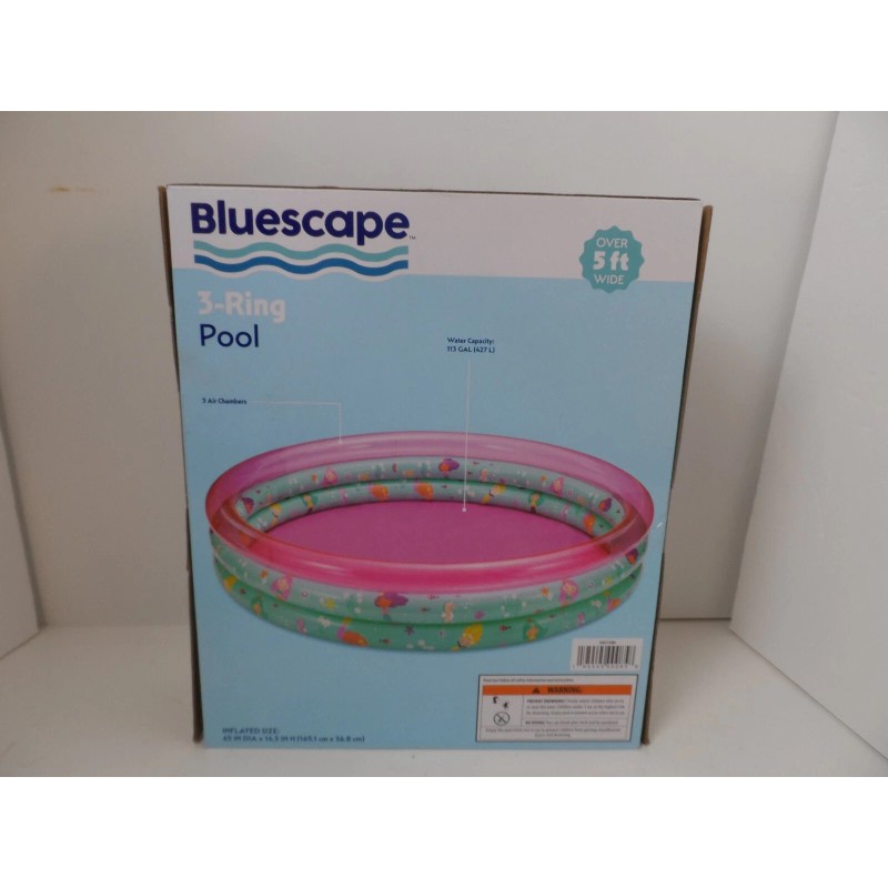 Bluescape Pink 3-Ring Inflatable Kiddie Swimming Pool, Round, Age 2