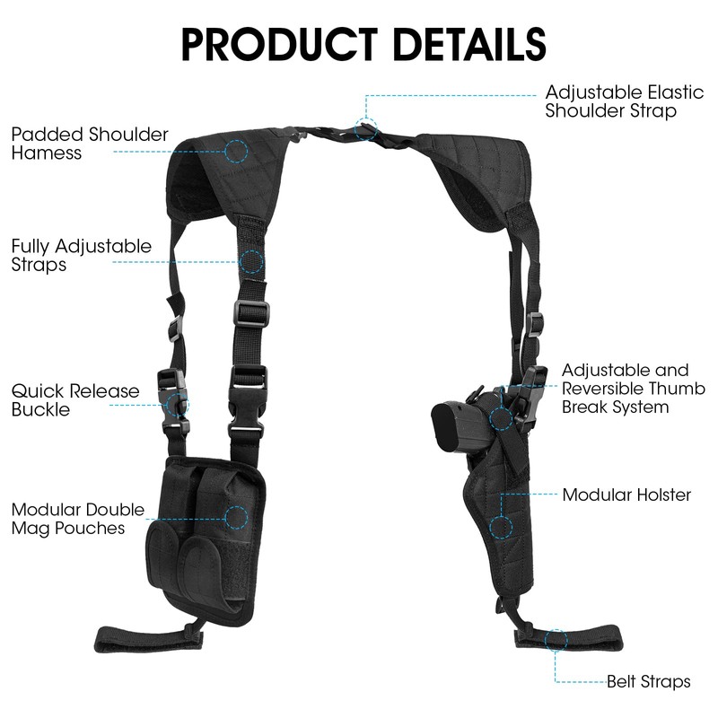 ZZY Shoulder Holster, Adjustable Vertical Gun Holster, Shoulder Holster for