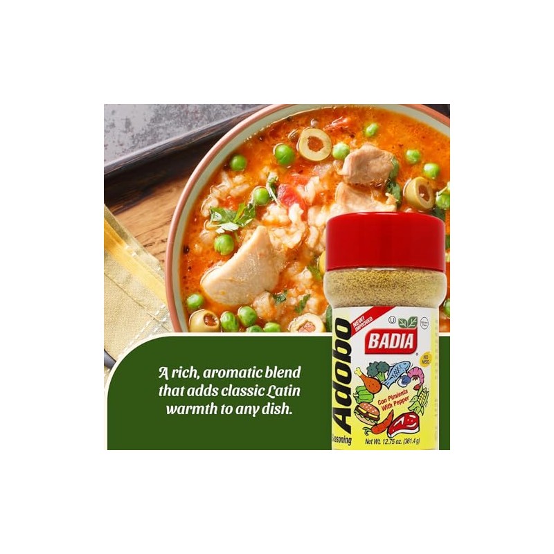 Badia Adobo Con Pimienta, 12.75 Oz: Ahumado, Picante Y Sabroso