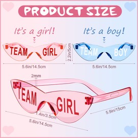 Konohan 8 Pairs Gender Reveal Glasses Blue and Pink Sunglasses Frameless Team Girl and Team Boy Decor for Gender Reveal Party (Square)