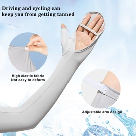 HeySocks UV Protection Cooling Arm Sleeves for Women - Breathable Ice Silk, Anti-Slip Palm, Touchscreen Fingers, Adjustable Fit, Sun Protection