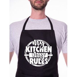 Print4U My Kitchen My Rules Funny Apron Novelty Cooking Baking BBQ Pink
