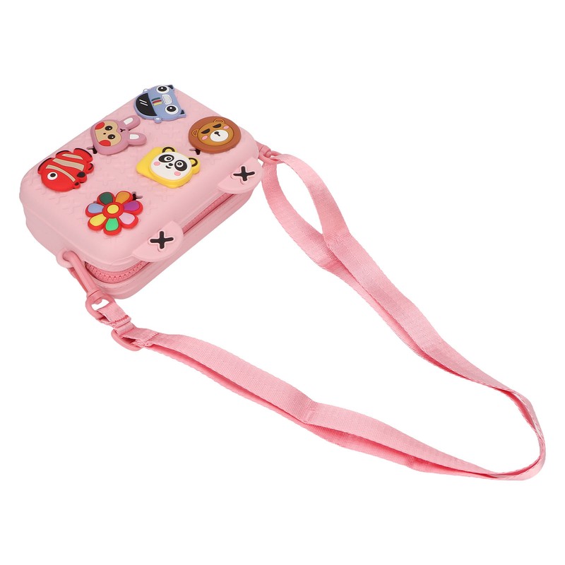 Kids Single Shoulder Camera Bag DIY Cartoon Decors Shock Absorbing