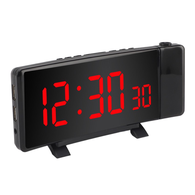 Projection Alarm Clock with 2 USB Ports LED Curved Display