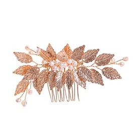 VALICLUD Peine de Perlas para Novia Accesorios Cabello Forma de Hoja Peineta para Boda Peinilla de Perlas Tocado de Novia