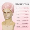 Short Pink Wig for Men, Light Pink Synthetic Halloween Wig