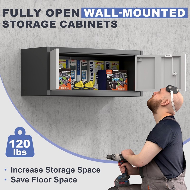 STEELIST Metal Garage Storage Cabinet, Locking Cabinet Wall Mounted, 12.8"