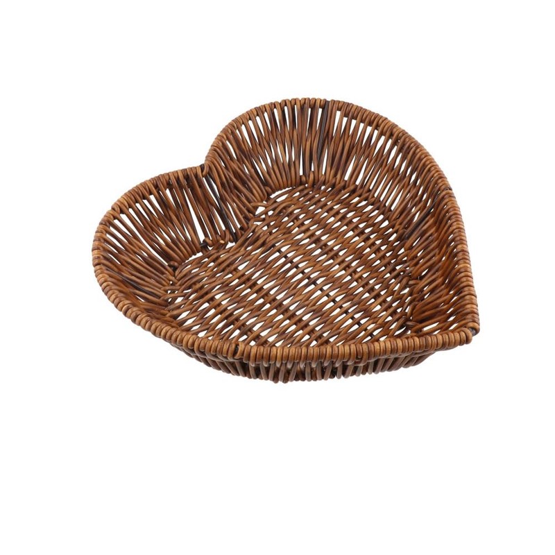1PCS Heart Shaped Rattan Basket,Heart-Shaped Woven Storage Basket Simulation Rattan
