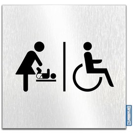 Türschilder24 Aluminium Dibond Door Sign 120 x 120 x 3 mm Wheelchair / Changing Room 100% Made in Germany (Wheelchair + Swaddling)