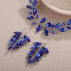 Teyglen Wedding Blue Rhinestone Headband Bridal Crystal Hair Vine Handmade