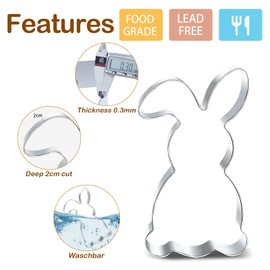 Easter Bunny Cookie Cutter, Pack of 5 Rabbit Cookie Cutters, Easter Cookie Cutter, Rabbit Shape, Stainless Steel Cookie Cutter, Easter Baking Mould for Baking, Children, Easter Chicks, Easter Eggs