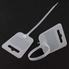LUORNG 50PCS Label Tag CableTie Cable Marking Label Self Locking Wire Zip Tie White Nylon Marker Cable Tie 5x200MM with Hole for Shipping Label Valve Label Sorting Label and Price Tag