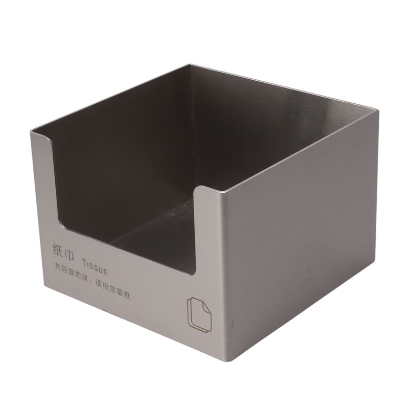 Stainless Steel Tissue Box Square Tissue Holder Large Opening Napkin