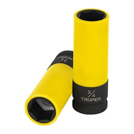 Truper D-7324-HLPD Dado Largo Impacto protección plástica 3/4", 6 Puntas, Cuadro 1/2"