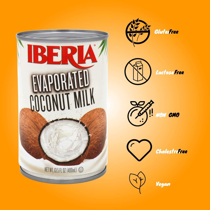 Iberia Lactose Free Evaporated Coconut Milk, 13.5 Fl Oz (Pack