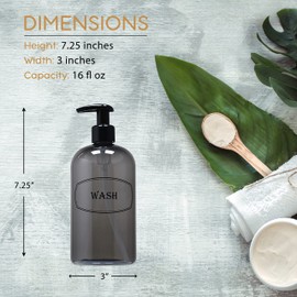 Bottiful Home-16 oz Shampoo, Conditioner, Wash Refillable Empty Plastic Pump Bottle Dispenser Set (Gray)