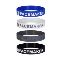 GMXLin PACEMAKER Medical Alert ID Silicone Bracelet 4 Pack Sport Rubber Medical Awareness Emergency Wristbands for Men Women