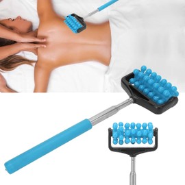 Telescopic Portable Muscle Roller Blue- Non-Slip Grip Massager with Adjustable Back Head for Relaxation - Perfect Back Massager for Men and Women