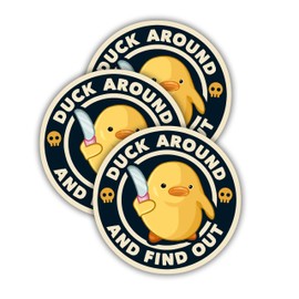 314PI (3pcs) Duck Around and Find Out Stickers, Water Assistant Stickers, Sarcastic Decal, Kindle Stickers for Laptop Phone Cases Water Bottles, Gifts for Boys Girls, Cute Duck Stickers (Size 3")