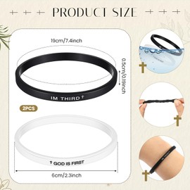 Landical 2 Pcs Rubber Christian Bracelets Silicone God Is First Bracelet Inspirational Bible Verses Silicone Wristbands for Women Men Faith Gifts Religious Gifts(Im Third)