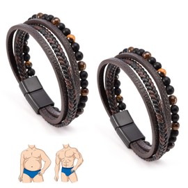 Long tiantian Natural Agate Stone Leather Beaded Bracelet Humanic Bracelets Humanic+ Maxhematie Beaded Bracelets for Men Humanic Bracelets Layered Natural Stone Bracelet Jewelry Gift for Men Women