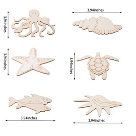 48PCS Unfinished Wood Ocean Animal Cutouts for Kids,Wooden Painting Bulk Crafts for Kids to Paint,Sea Animal Life Cutouts for Home Decoration DIY Crafts(48)