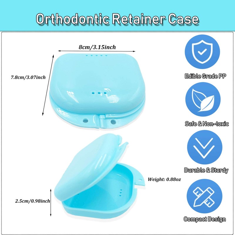 Orthodontic Retainer Case with Vent Holes - Light Blue