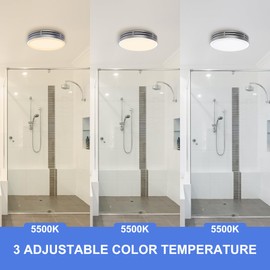 Akicon Bathroom Exhaust Fan with Light, 110CFM, 2.0 Sones Washroom Fan for Ceiling, 1000lm Dimmable LED Light and 150lm Nightlight Dual Color Vent Fan for Bathroom and Home, Round, Silver