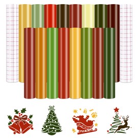 Tintnut Solid Color Permanent Adhesive Vinyl - 16 Sheets 12"x10" Christmas Adhesive Vinyl Sheets Self Sticker Water proofing Vinyl Compatible with Cricut Or Silhouette