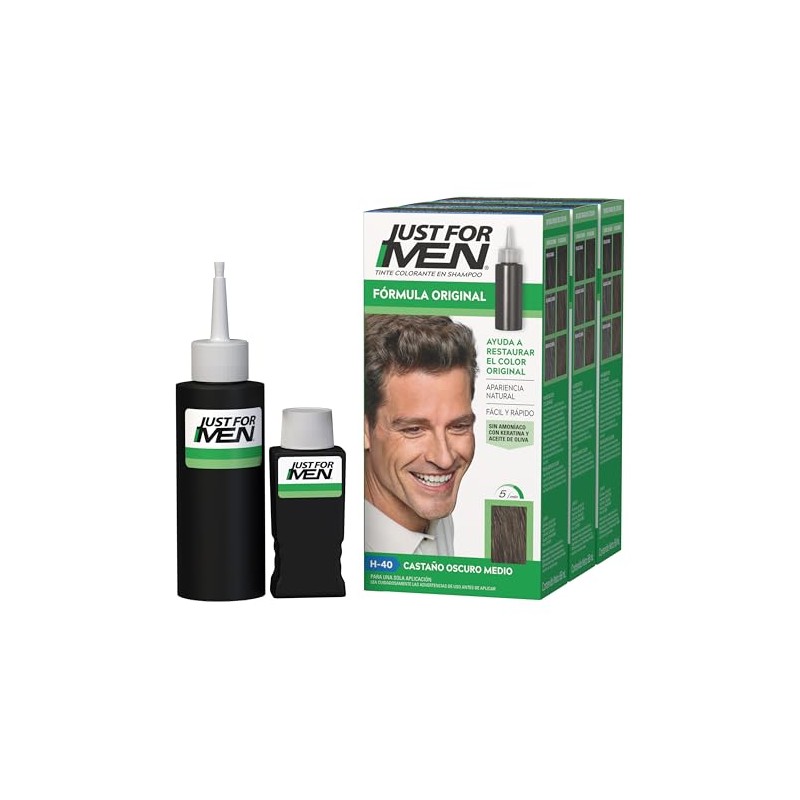 Just For Men Tinte Shampoo para Canas, Fórmula Original, Castaño