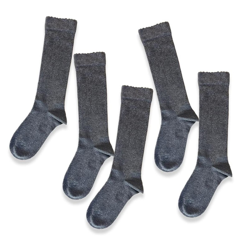 5pk Girls Bamboo (Viscose) Knee High Socks! Grey, UK Size