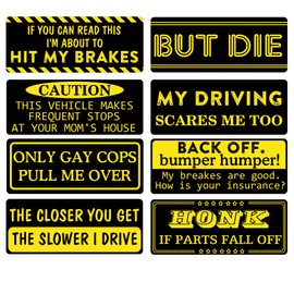 Funny Bumper Stickers Auto Sticker Funny Car Decals Truck Stickers 3x8 Inch Decorative Vehicle Automotive Decals Anti Tailgating Bumper Driving Decals for Car Truck Motorcycle Laptop 8Pcs (8 x 3 Inch)