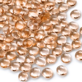 CYS EXCEL 5 LBS Champagne Glass Beads for Vases Flat Marble Gemstone Beads Vase Fillers Aquarium Decor Rocks Floral Centerpieces Stones Mosaic Pebbles