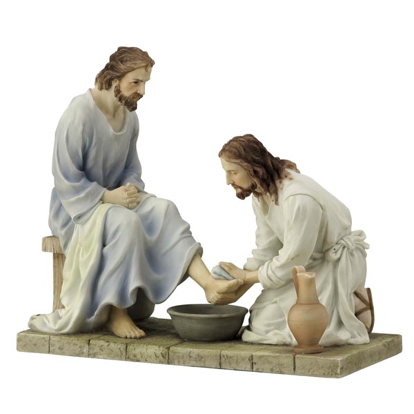 8.5 Inch Jesus Washing His Disciple's Feet - Light Color