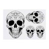 4 x 'Decorated Skull' Temporary Tattoos - Water Resistant, Skin-Safe,