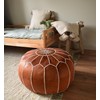 Premium Moroccan Leather Pouf - Handmade - Delivered Stuffed -