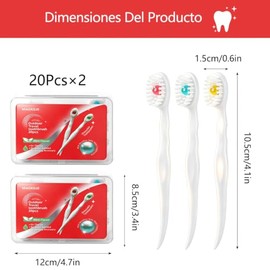 40 Piezas Mini Cepillos de Dientes Desechables con Pasta, Kit Viaje Dental